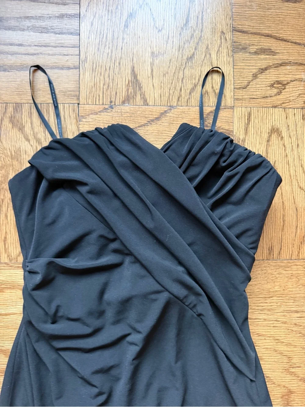 david meister dress strapless black 6 beaded back